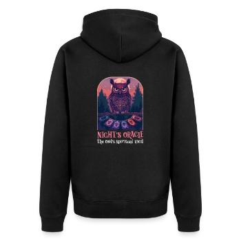 Spiritual Owl Night's Oracle Owl's Spiritual Vigil - Unisex Premium Organic Zip Hoodie - black - Back - Nico (187cm)