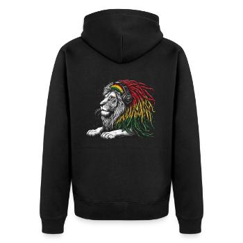 Jamaikanische Löwe Reggae Wurzel Löwe Juda Rasta - Unisex Premium Bio Zip Hoodie - Schwarz - Hinten - Nico (187cm)