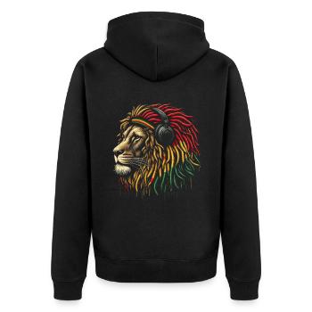 Jamaikanische Löwe Reggae Wurzel Löwe Juda Rasta - Unisex Premium Bio Zip Hoodie - Schwarz - Hinten - Nico (187cm)