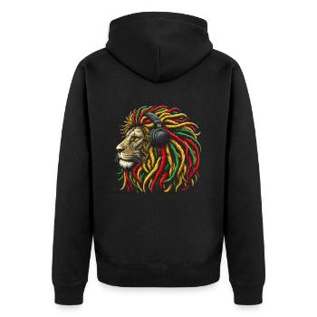 Jamaikanische Löwe Reggae Wurzel Löwe Juda Rasta - Unisex Premium Bio Zip Hoodie - Schwarz - Hinten - Nico (187cm)