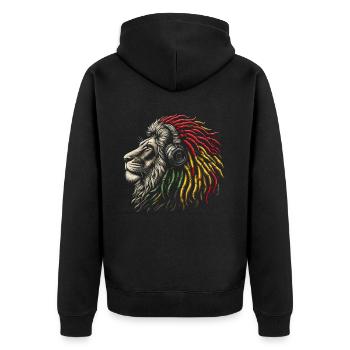 Jamaikanische Löwe Reggae Wurzel Löwe Juda Rasta - Unisex Premium Bio Zip Hoodie - Schwarz - Hinten - Nico (187cm)