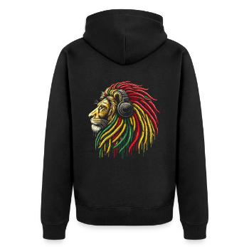 Lion jamaïcain Reggae Root Lion Judah Rasta - Veste à capuche bio Premium Unisexe - noir - Dos - Nico (187cm)
