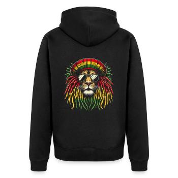 Lion jamaïcain Reggae Root Lion Judah Rasta - Veste à capuche bio Premium Unisexe - noir - Dos - Nico (187cm)