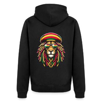 Lion jamaïcain Reggae Root Lion Judah Rasta - Veste à capuche bio Premium Unisexe - noir - Dos - Nico (187cm)