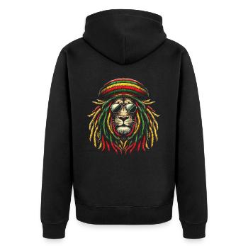 Lion jamaïcain Reggae Root Lion Judah Rasta - Veste à capuche bio Premium Unisexe - noir - Dos - Nico (187cm)