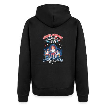 Enseignant de maternelle étoiles rayures paillettes colle - Veste à capuche bio Premium Unisexe - noir - Dos - Nico (187cm)