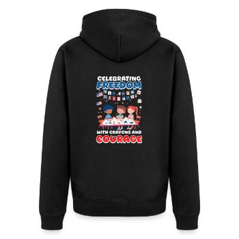 Une enseignante de maternelle célèbre la liberté - Veste à capuche bio Premium Unisexe - noir - Dos - Nico (187cm)