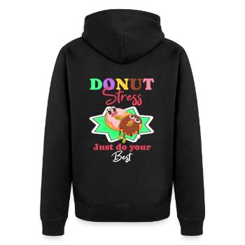 Groovy Testing Day School Outfits Für Alle Klassen - Unisex Premium Bio Zip Hoodie - Schwarz - Hinten - Nico (187cm)