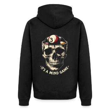 Billard Poolbillard Snooker Schädel - Unisex Premium Bio Zip Hoodie - Schwarz - Hinten - Nico (187cm)