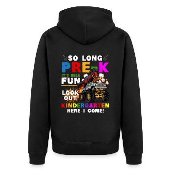 Kindergarten Abschluss Dino Dinosaur T-Rex Spaß - Unisex Premium Bio Zip Hoodie - Schwarz - Hinten - Nico (187cm)