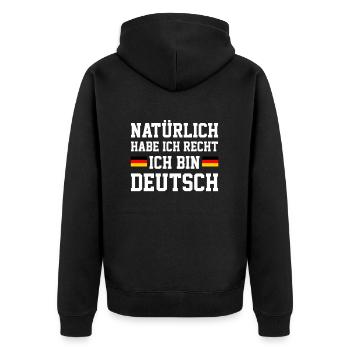 Habe Ich Recht Ich Bin Deutsch, german - Unisex Premium Bio Zip Hoodie - Schwarz - Hinten - Nico (187cm)