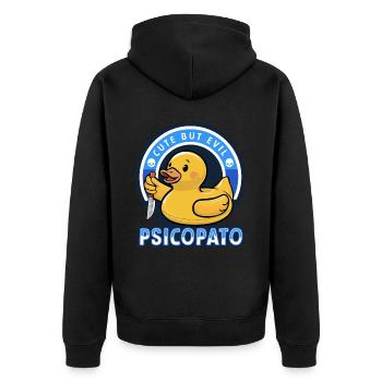 SÜSS ABER BÖSE: PSYCHOPAT Halloween Creepy Horror - Unisex Premium Bio Zip Hoodie - Schwarz - Hinten - Nico (187cm)