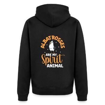 Lieblingstier - Albatros - Unisex Premium Bio Zip Hoodie - Schwarz - Hinten - Nico (187cm)