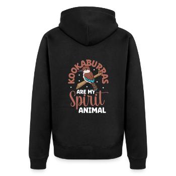 Lieblingstier - Kookaburra - Unisex Premium Bio Zip Hoodie - Schwarz - Hinten - Nico (187cm)