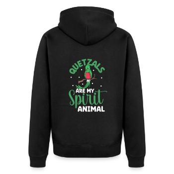Lieblingstier - Quetzal - Unisex Premium Bio Zip Hoodie - Schwarz - Hinten - Nico (187cm)