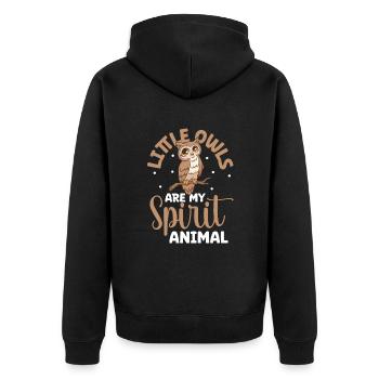 Lieblingstier - Steinkauz - Unisex Premium Bio Zip Hoodie - Schwarz - Hinten - Nico (187cm)