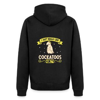 Ich liebe meinen Kakadu - Unisex Premium Bio Zip Hoodie - Schwarz - Hinten - Nico (187cm)