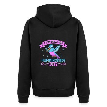 Ich liebe meinen Kolibri - Unisex Premium Bio Zip Hoodie - Schwarz - Hinten - Nico (187cm)