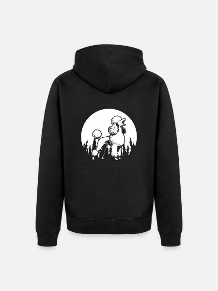 Pudel Moon Howling - Unisex Premium Bio Zip Hoodie - Schwarz