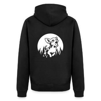 Chihuahua Moon Howling - Unisex Premium Bio Zip Hoodie - Schwarz - Hinten - Nico (187cm)