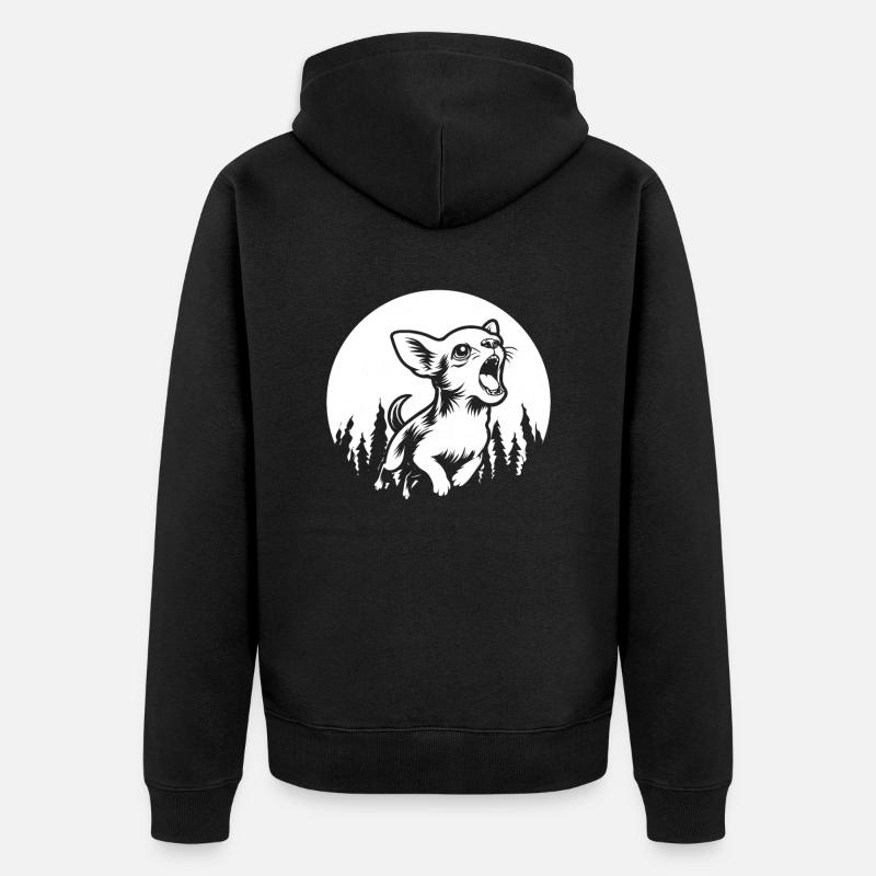 Chihuahua Lune Hurlant - Veste à capuche bio Premium Unisexe - noir
