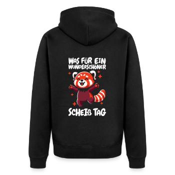 Roter Panda Witzig Halten Sie Bitte Die Fresse - Unisex Premium Bio Zip Hoodie - Schwarz - Hinten - Nico (187cm)