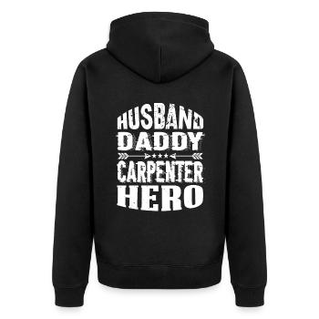 Husband Daddy Carpenter Hero - Unisex Premium Organic Zip Hoodie - black - Back - Nico (187cm)