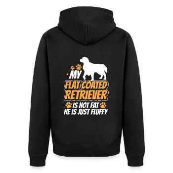 Flat Coated Retriever ist nicht dick - Unisex Premium Bio Zip Hoodie - Schwarz - Hinten - Nico (187cm)
