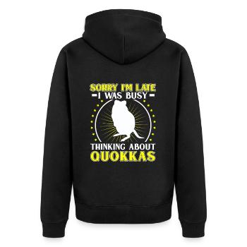Thought of Quokka Marsupial Quokka - Unisex Premium Organic Zip Hoodie - black - Back - Nico (187cm)