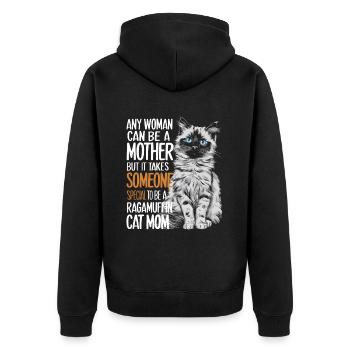 Katze Ragamuffin Geschenk - Unisex Premium Bio Zip Hoodie - Schwarz - Hinten - Nico (187cm)