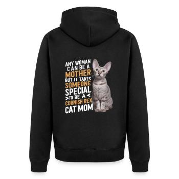 Katze Cornish Rex Geschenk - Unisex Premium Bio Zip Hoodie - Schwarz - Hinten - Nico (187cm)