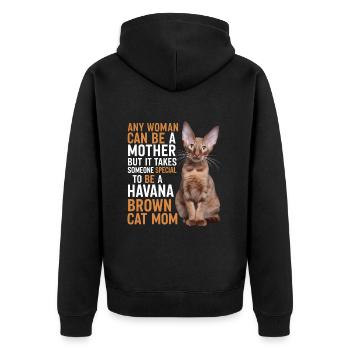 Katze Havanna Braun Geschenk - Unisex Premium Bio Zip Hoodie - Schwarz - Hinten - Nico (187cm)