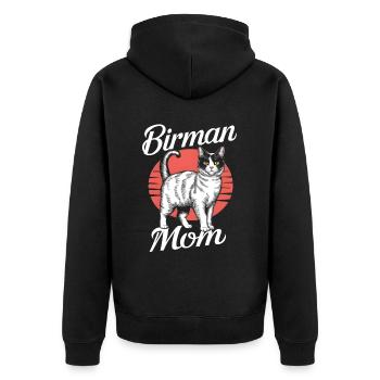 Katze Birma Geschenk - Unisex Premium Bio Zip Hoodie - Schwarz - Hinten - Nico (187cm)