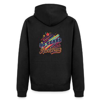 90 Years Old 90 Years of Being Awesome - Unisex Premium Organic Zip Hoodie - black - Back - Nico (187cm)