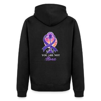 Domestic Violence You Are Not Alone - Unisex Premium Organic Zip Hoodie - black - Back - Nico (187cm)