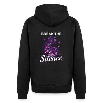 Domestic Violence Break the Silence - Unisex Premium Organic Zip Hoodie - black - Back - Nico (187cm)