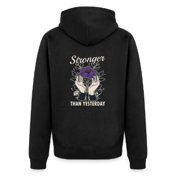Domestic Violence Stronger Than Yesterday - Unisex Premium Organic Zip Hoodie - black - Back - Nico (187cm)