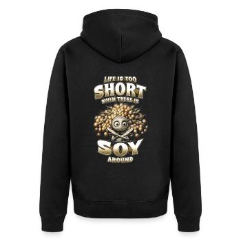 Soy allergy - Unisex Premium Organic Zip Hoodie - black - Back - Nico (187cm)