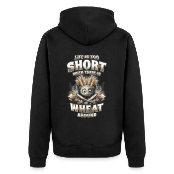 Wheat allergy - Unisex Premium Organic Zip Hoodie - black - Back - Nico (187cm)
