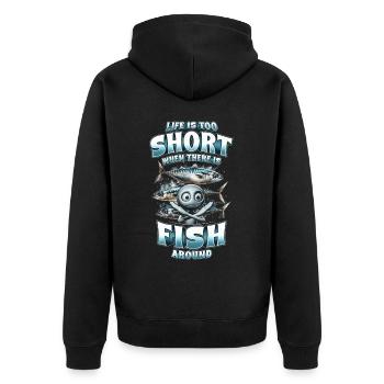 Fish allergy - Unisex Premium Organic Zip Hoodie - black - Back - Nico (187cm)