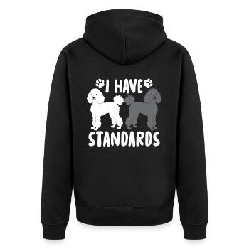 I Have Standards - Unisex Premium Bio Zip Hoodie - Schwarz - Hinten - Nico (187cm)