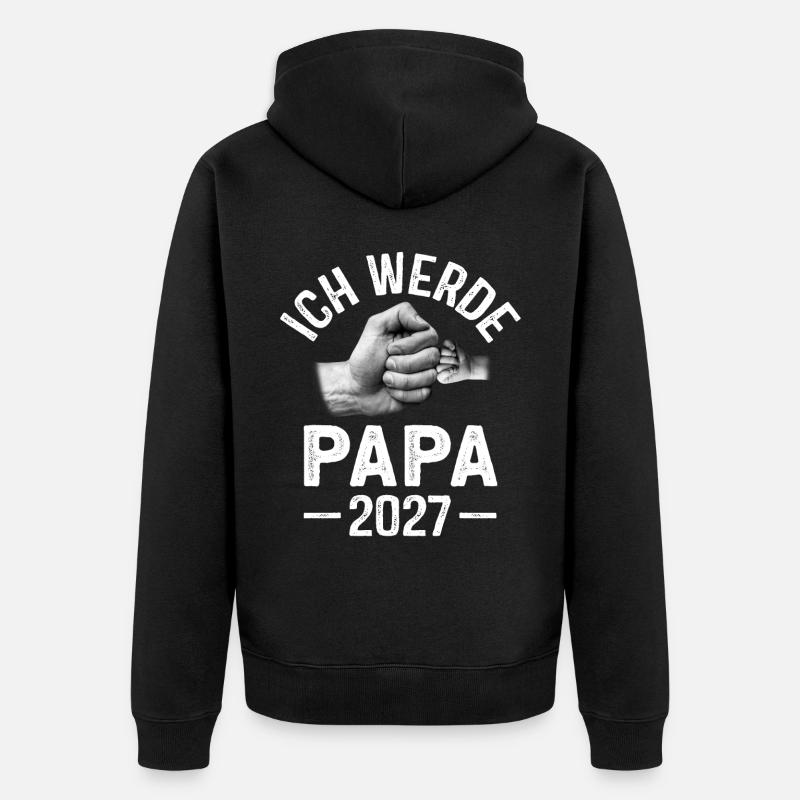 Ich werde Papa 2027 - Unisex Premium Bio Zip Hoodie - Schwarz