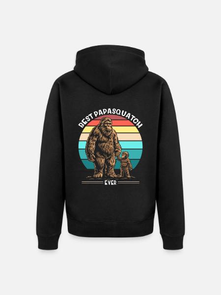 Best Papa Squatch Ever - Unisex Premium Organic Zip Hoodie - black