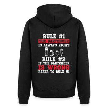 Bartender Mixologist Rule #1 The - Unisex Premium Organic Zip Hoodie - black - Back - Nico (187cm)