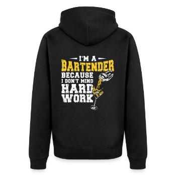 Bartender Mixologist I'm A - Unisex Premium Bio Zip Hoodie - Schwarz - Hinten - Nico (187cm)
