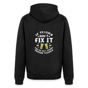 Tequila - Unisex Premium Bio Zip Hoodie - Schwarz - Hinten - Nico (187cm)