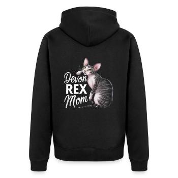 Katze Devon Rex Geschenk - Unisex Premium Bio Zip Hoodie - Schwarz - Hinten - Nico (187cm)
