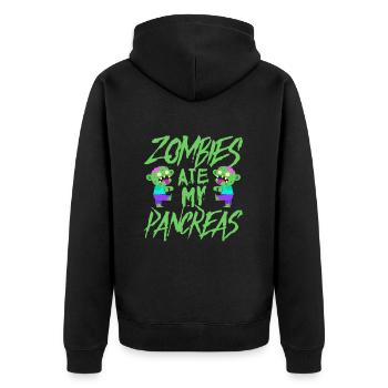 Zombie Zombie-Jäger Zombieapokalypse Geschenk - Unisex Premium Bio Zip Hoodie - Schwarz - Hinten - Nico (187cm)