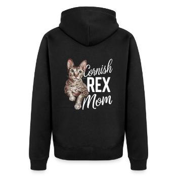 Katze Cornish Rex Geschenk - Unisex Premium Bio Zip Hoodie - Schwarz - Hinten - Nico (187cm)