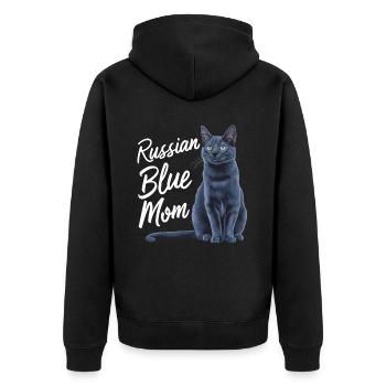 Katze Russisch Blau Geschenk - Unisex Premium Bio Zip Hoodie - Schwarz - Hinten - Nico (187cm)